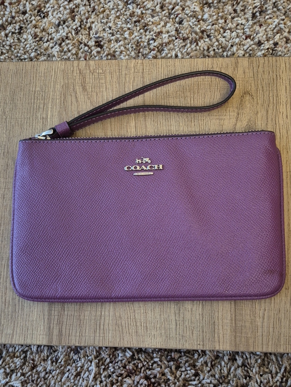 PLUM color COACH Corner Zip WRISTLET